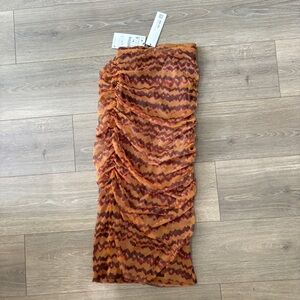 New Zara Tulle Midi Skirt 7385/233 Brown